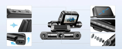 AZDOME Dash Cam M660 2K+3*1080P 4CH Car DVR GPS 5G Wifi Built-in 128GB EMMC Voice Control 24H Parking Monitor Super Night Vision