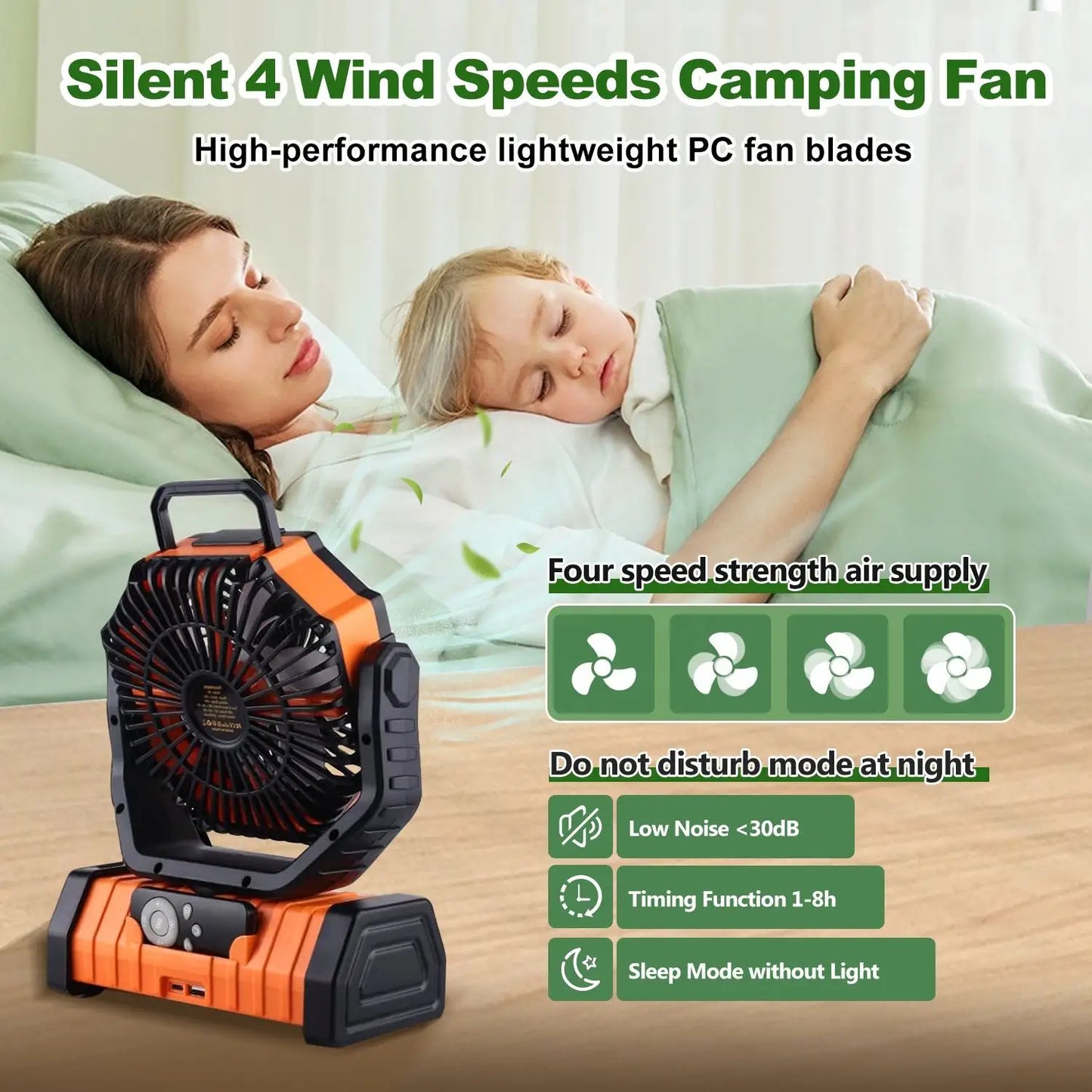Trending 2026 20000mAh Portable Rechargeable Camping Fan F6 4 Speed Ventilador Solar Recargable Table Fan with Light