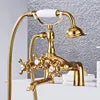 European Style Deck Mount Bathtub Faucet Antique Shower Mixer Tap with Shower Head