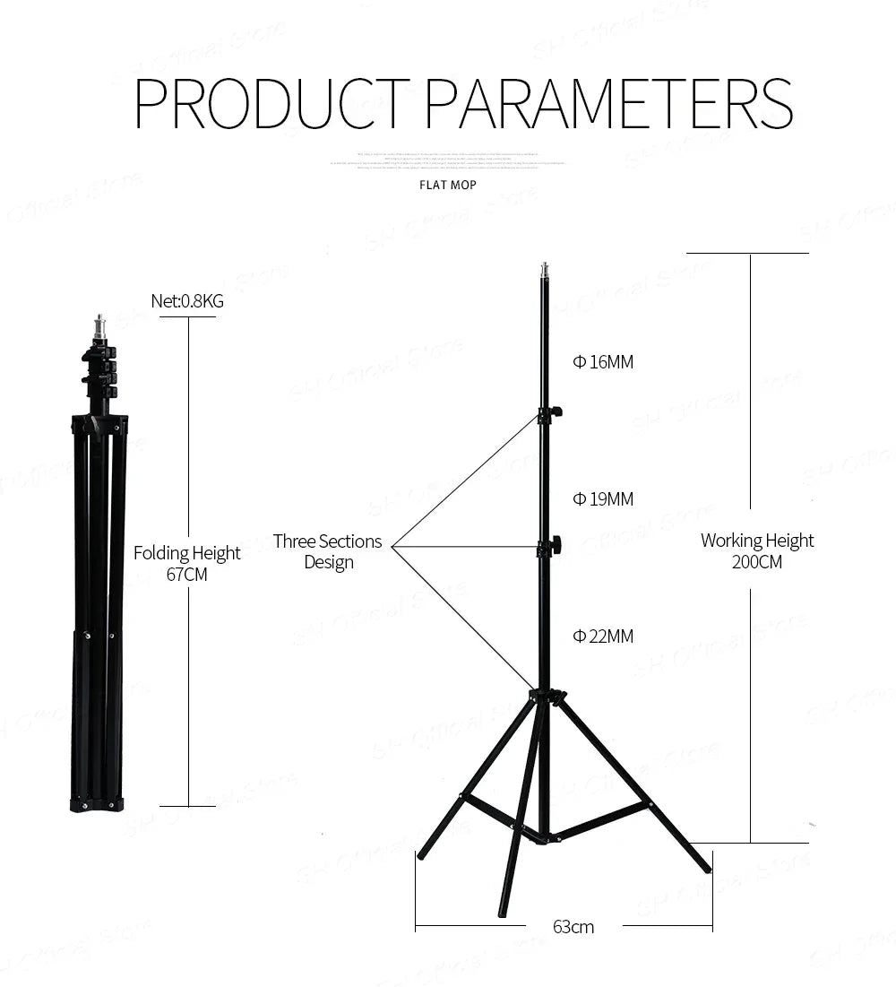 1/4 Screw Head Light Stand Tripod 2m 1.5m 68cm For Phone Selfie Stick Adjustable For Photo Studio Flashes Photographic Softbox