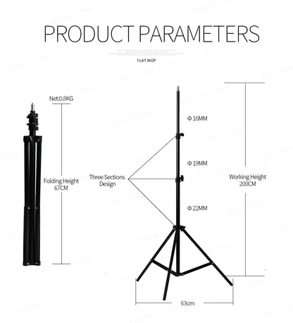1/4 Screw Head Light Stand Tripod 2m 1.5m 68cm For Phone Selfie Stick Adjustable For Photo Studio Flashes Photographic Softbox