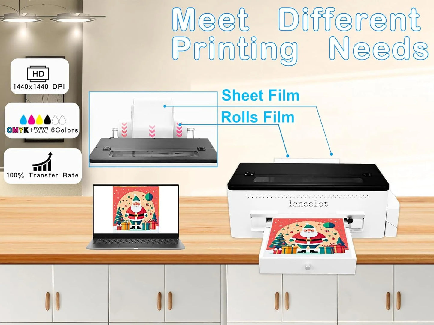 Lancelot 30cm DTF Printer with L1800 Print Head CMYK+White DTF Ink System for Custom Apparel and Startup Printing