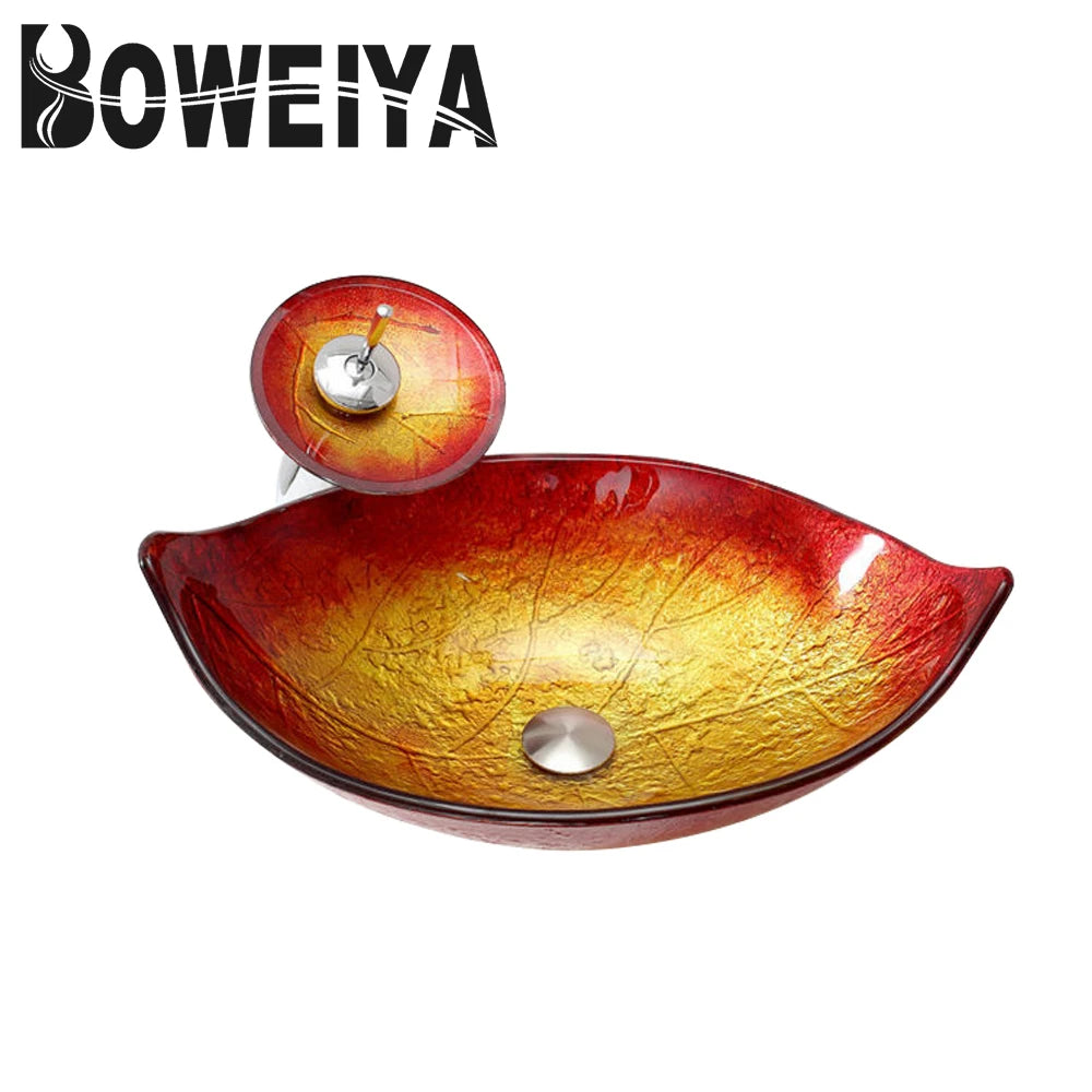Hotel Washroom Decorative Leaf Shape Vessel Sink Modern Basin