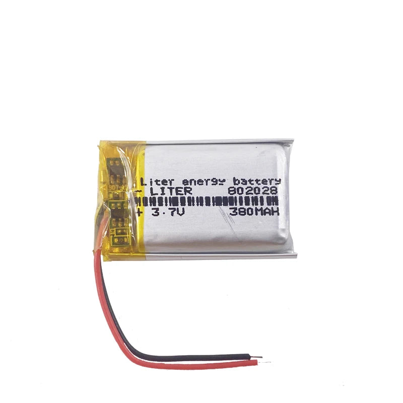 Custom Battery Lithium 3.7v 380mah Li-polymer 802028 802030 Rechargeable Li-po Battery for Camera UN38.3 CE ROHS