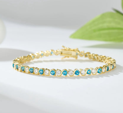 High Quality Gold Plated Chain Bracelet Women's Fashion Link Bracelet 14K Gold CZ Zirconia Color Zircon Women Tennis Bracelet