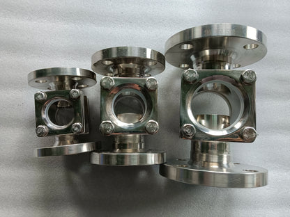 High-Temperature Manual Flow Valve Sight Glass Indicator Double Window Sight Glass with SS Flange for Hot Media