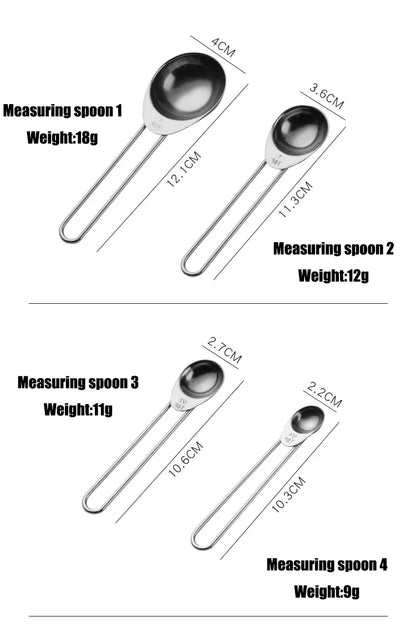 4-Piece Stainless Steel Kitchen Tool Set with Ring Accessories Measuring Cups and Spoons for Baking Boxed Packaging