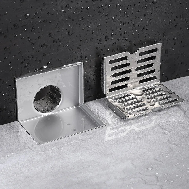 Hongdec HD42805 304 Stainless Steel Modern Square Hotel Bathroom Floor Drain Right Angle Design Electroplated 3-Year Warranty