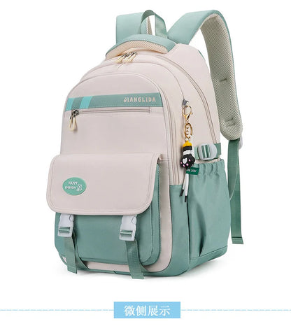 Junior High School College Girls' Large Capacity Backpack Grade 3-6 Elementary Students' High Quality Waterproof Striped