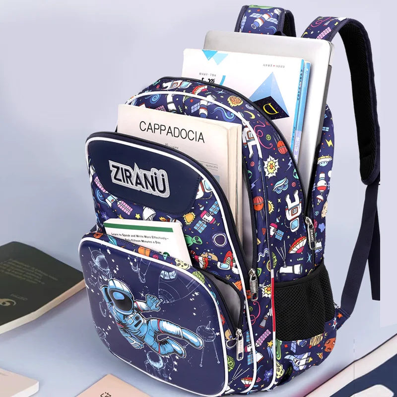 Large Capacity Cartoon Design Student Backpack Set Waterproof Includes Lunch Box Bookbags for Elementary Boys Teens New Release