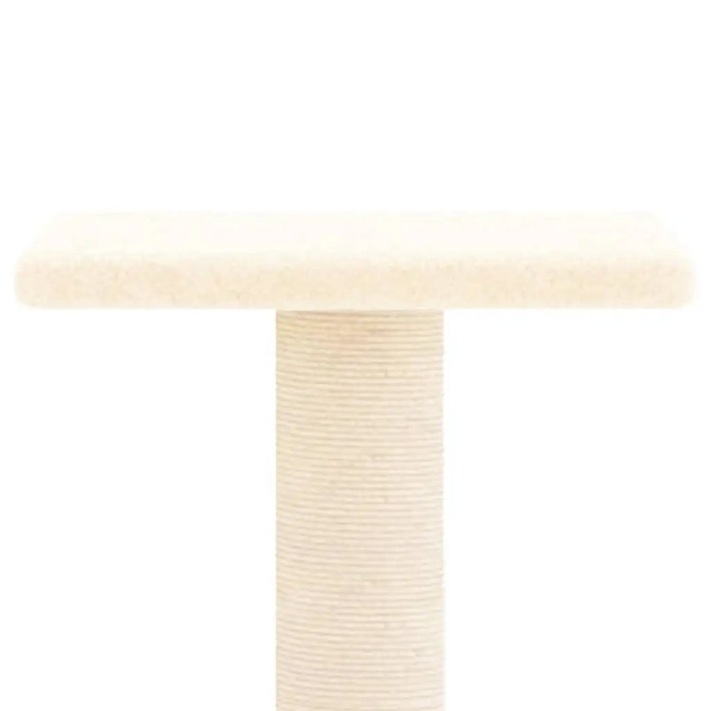 W2B VidaXL Modern Cream Cat Tree 28.7 in Tall Engineered Wood and Wool Plush with Sisal for Cats Toy