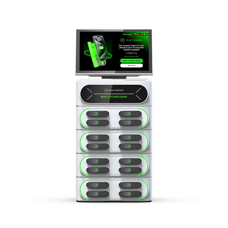 16-Slot Touch-Screen Integrated Portable Charging Station Stackable Cell Phone 4G Power Bank 6000mAh 60W Output for Rental