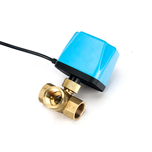 1/2" to 2" Three Way Electric Motorized Brass Ball Valve Water 220VAC/12VDC/24VDC Two Wire Normally Close L/T Type Control Valve by PDG ibma