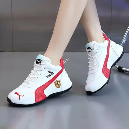 Women's Elevator Shoes Waterproof Leather Surface Breathable Mesh Surface Embroidered Versatile Walking Sneakers