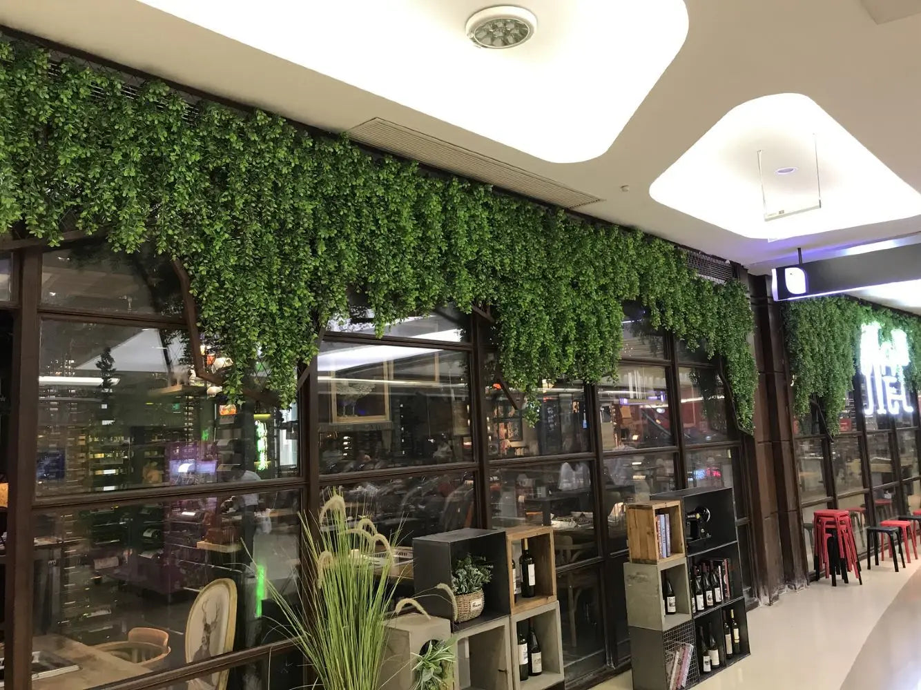 Artificial Palm Green Plants Vine Turtle Leaf Rattan Ceiling Wall Hanging Flower Maple Leaves Wedding Garden Balcony Home Decor