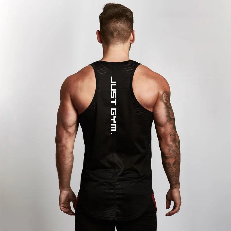 Brand Casual New Mesh Fashion Clothing Sleeveless Shirts Tank Top Men Bodybuilding Workout Gym Vest Fitness Men's Sport Singlets