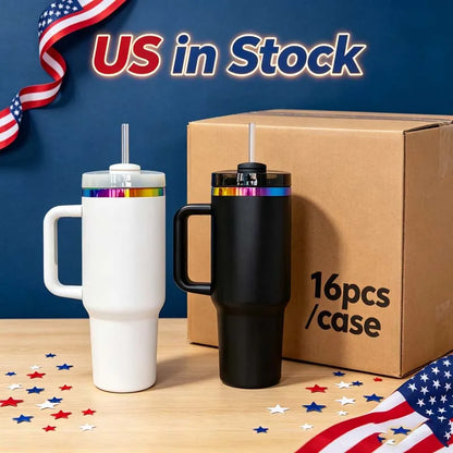 Us Warehouse 40 OZ Rhinestones Bling Easy Clean Drinkware Stainless Steel Tumbler 40 OZ for Home Office Outdoor Daily Use