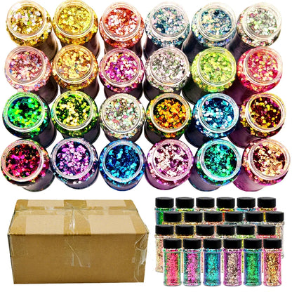 2 oz Hexagon Large Chunky Glitter Set Snowball Cosmetics Make up Nail  Crafts Shaker Bottle Free Shipping US Stock