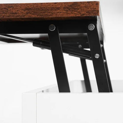 Modern 80CM Vintage White FCJ Multi-Functional Lifting Dining Table Coffee Table for Living Room Home Furniture