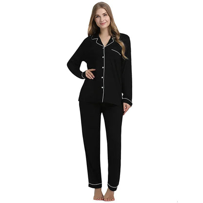 Joyaria Pajama Sets Women Long Sleeve Sleepwear Button Down Pj Pants Set Soft Bamboo Female Night Suit PJS Women Pyjamas Femmes