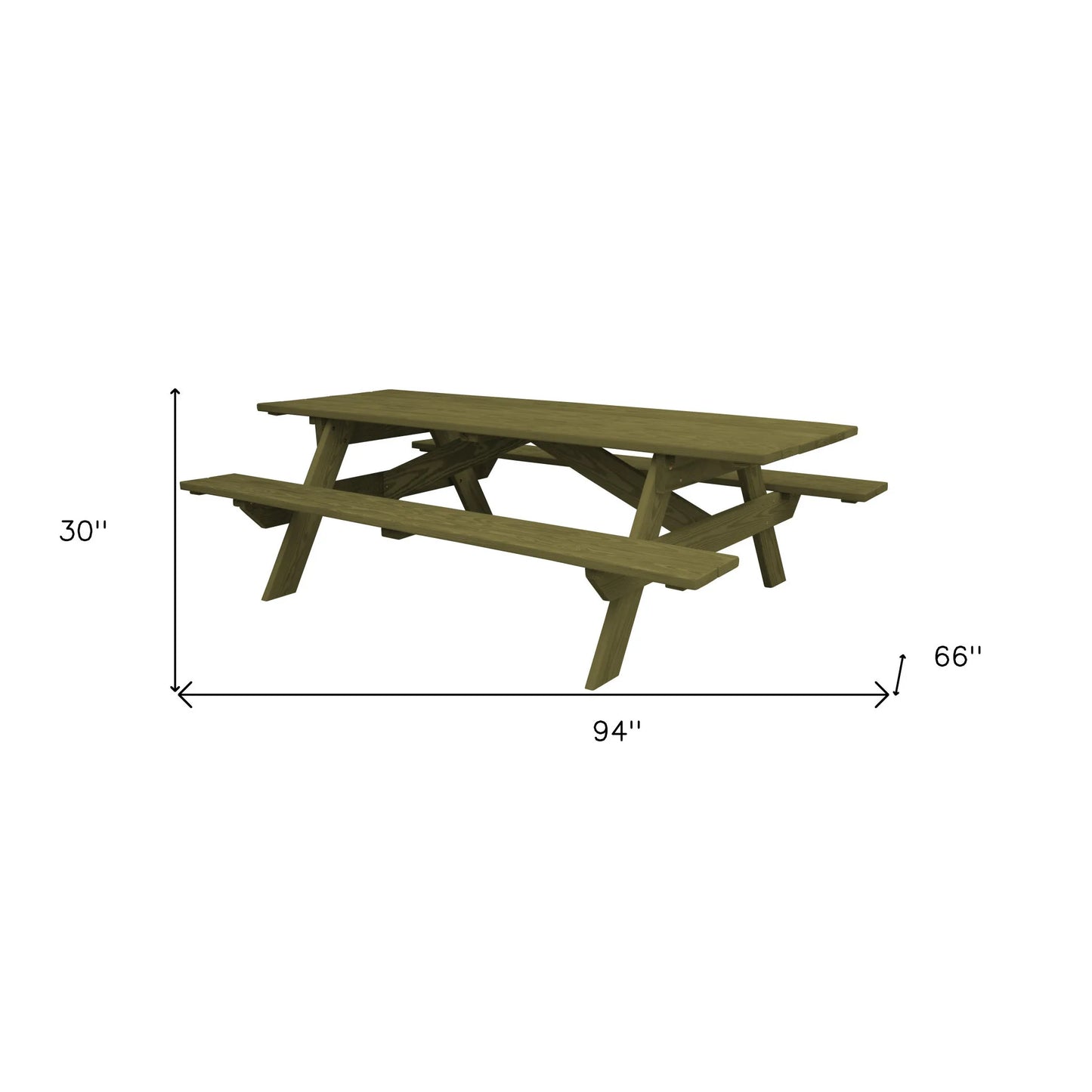 HMS 94 Green Solid Teak Wood Outdoor Picnic Table Portable Folding Furniture for Courtyard Kitchen Dining Made with Glass