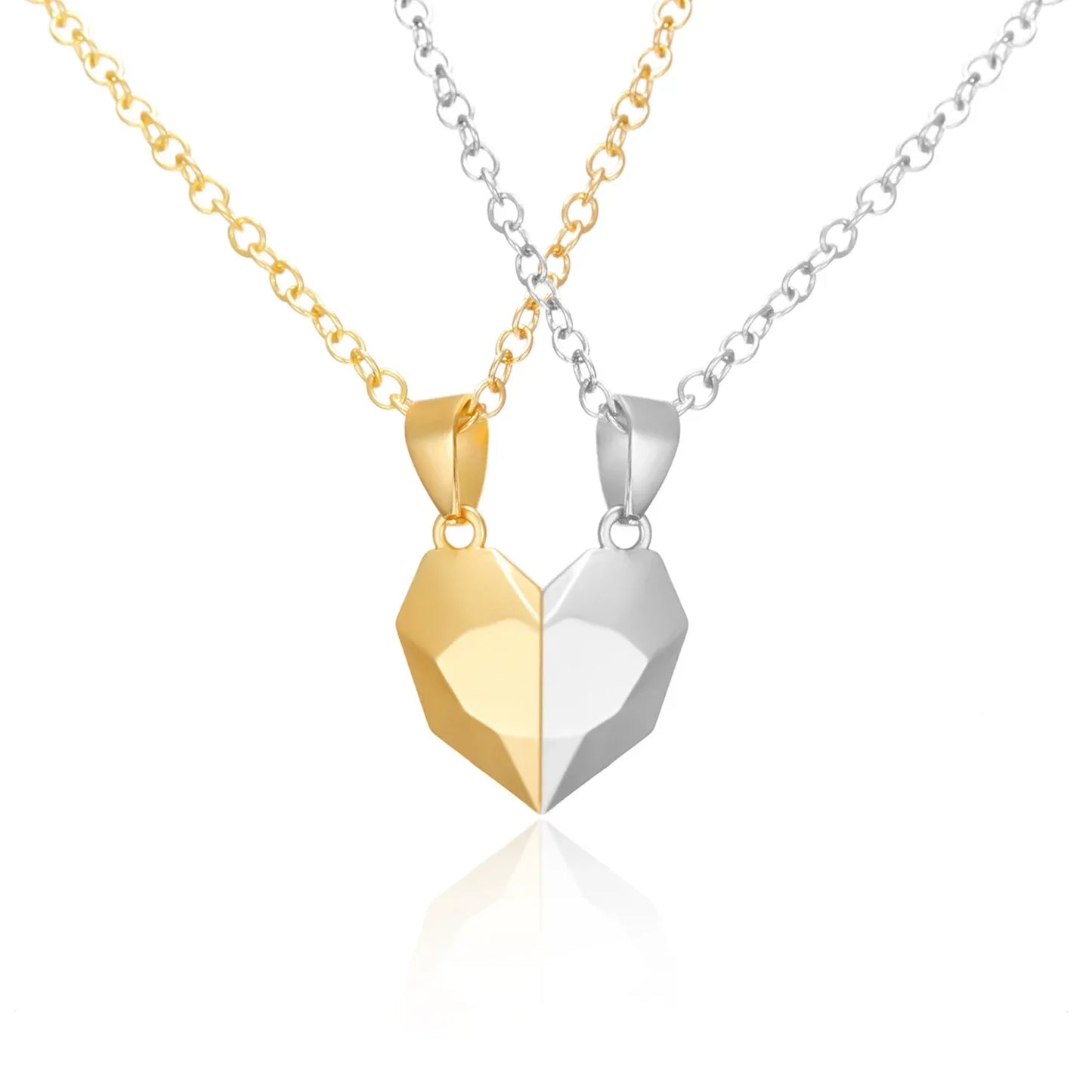 2Pcs Magnetic Heart Couple Necklace For Women Valentine's Day Sweater Chain For Best Friend Lovers Wedding Party Gift Jewelry