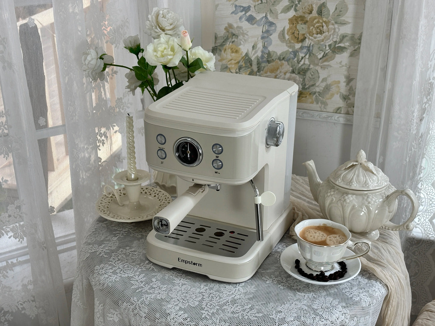 For Original Design 04E White Electric 220V Semi-auto Espresso Machine Capsule Coffee Maker 1.5L Household Brew System