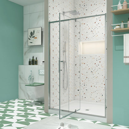 56-60" X 71" Chrome Pivot Shower Door, 1/4" SGCC Tempered Glass & Reversible Installation