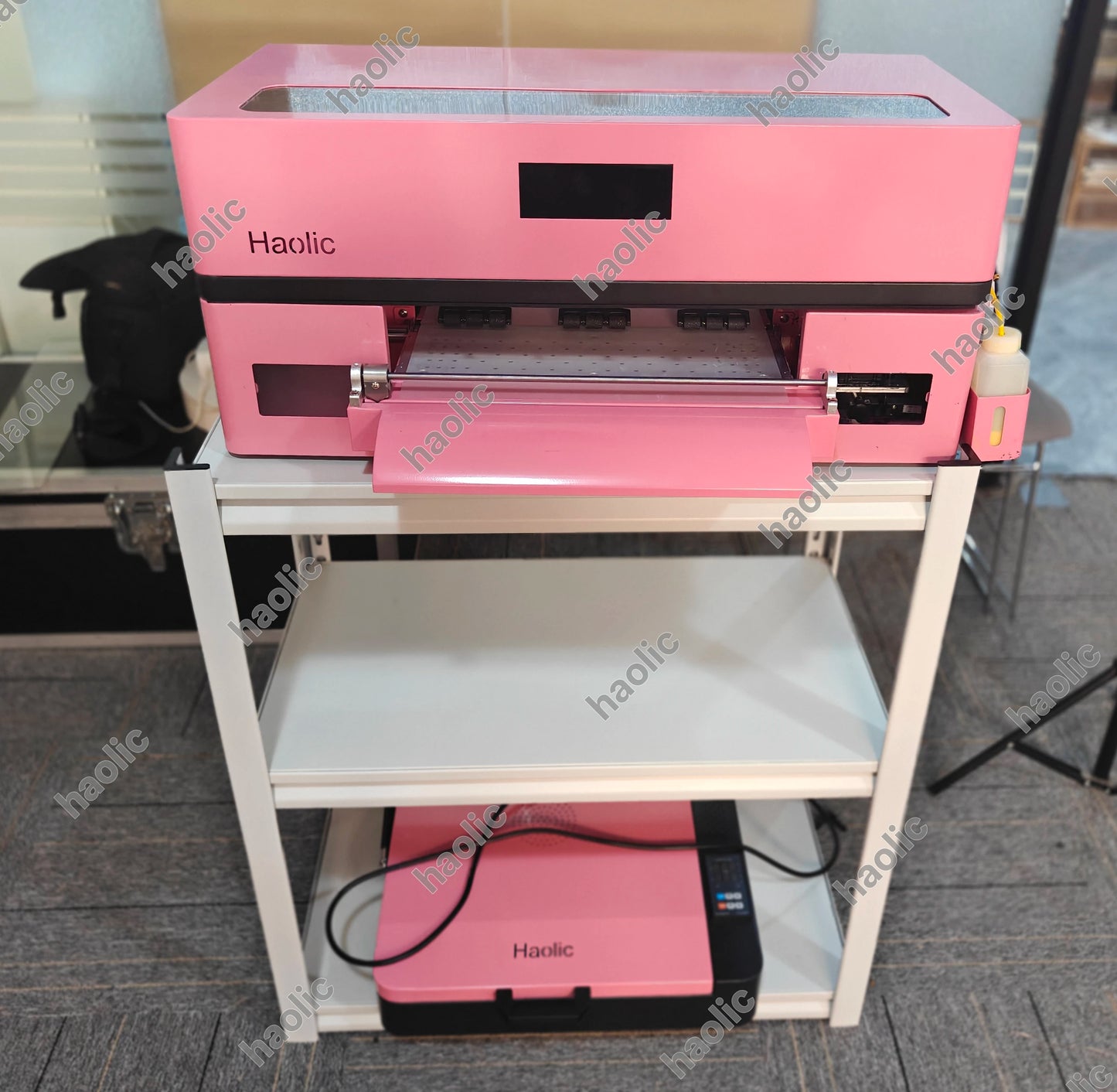 Desktop Haolic Mini A3 UV&DTF Printer Pink Beginner Kit Transfer Machine for Home Business Haolic UX7 Printer Bundle