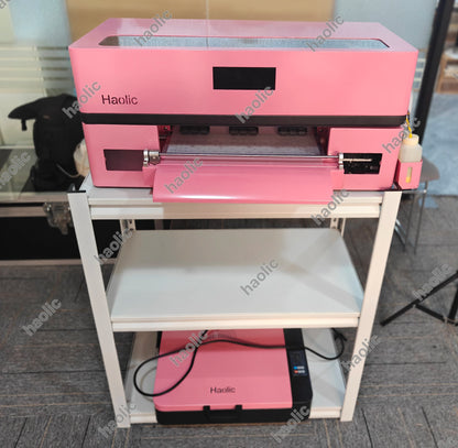 Desktop Haolic Mini A3 UV&DTF Printer Pink Beginner Kit Transfer Machine for Home Business Haolic UX7 Printer Bundle