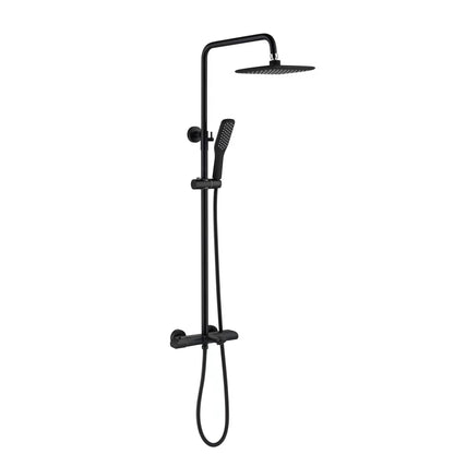 Chrome Brass Thermostatic Shower Column Set Dual Handle Rainfall Shower System with Handheld Spray for Modern Bathroom Luxury