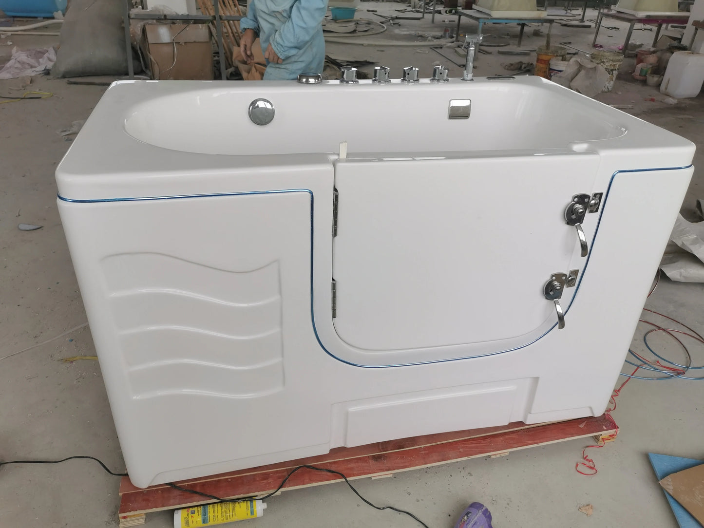 Modern Design Portable Rectangle Machine Air Massage Eco-Friendly Acrylic Large Dog Wash Station Free Standing Dog Spa Bathtub