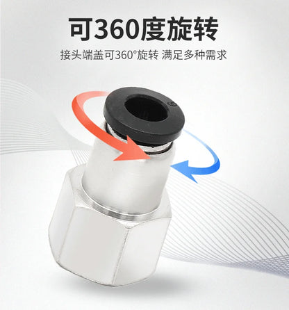 Raccord rapide pneumatique pour trachée, filetage femelle droit, PCF/4/6/8 mm/10/12/14/01-02-03-04