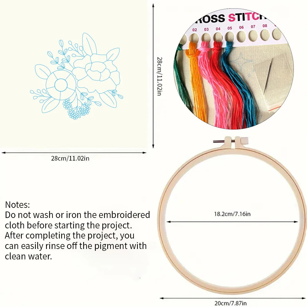 Factory DIY Flowers Practice Embroidery Set for Beginners Semi Finished Handmade Cross Stitch Decoration Crafts