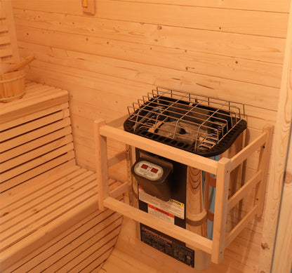 Modern White Pine Sauna Room for Home | Outdoor Backyard Solid Wood Sauna with Steel & Glass | In-Stock 2-4 Person Steam Sauna