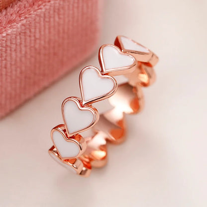 F1575 Rose Gold Plated Heart Ring For Women Cute Daily Jewelry Valentines Day Gift Alloy Fashion Ring Size 6