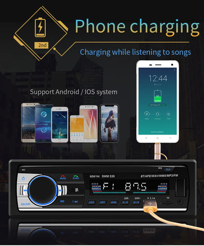 AutoRadio 1DIN Car Radio JSD530 2USB Electronic Car Audio BT FM Handsfree Stereo AUX SD Car Mp3 Player
