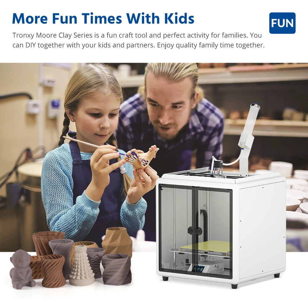 MOORE Fast Speed Ceramic Metal Prusa I3 Structure Clay 3D Printer Wholesale Pottery Machine Build Size 330*330*380mm