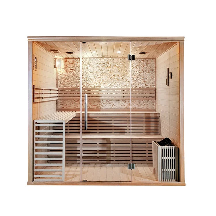 6 Person Portable Cedar Infrared Sauna Cabin Finnish Barrel Steam With Ozone Sauna Function
