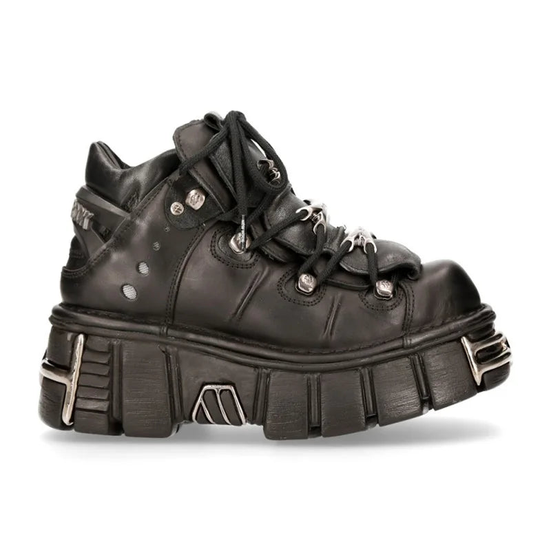 2025 Celebrity Inspired Heavy Metal Platform High-Top Shoes Women Punk Small Leather Shoes Gothic Dark Motorcycle Boots Fashion