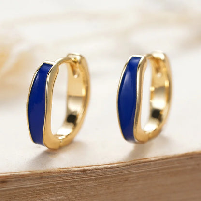 Golden Geometric Hoop Earrings Zinc Alloy Plated Unisex Fashion Jewelry Trendy Statement Ear Rings For Women Men