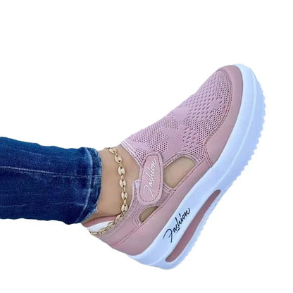 Women's Lightweight Lace-Up Walking Sneakers Comfortable Breathable Flat Platform Shoes Cushioning Sneaker Shoes for Women