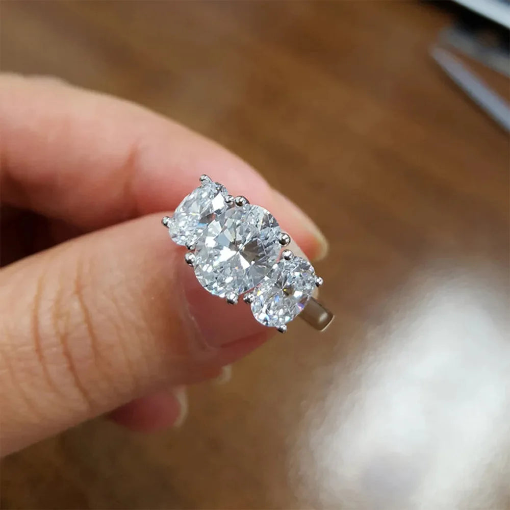 F1610 Oval Cut Diamond Ring Natural G Color White Gold Classic Engagement Ring For Women's
