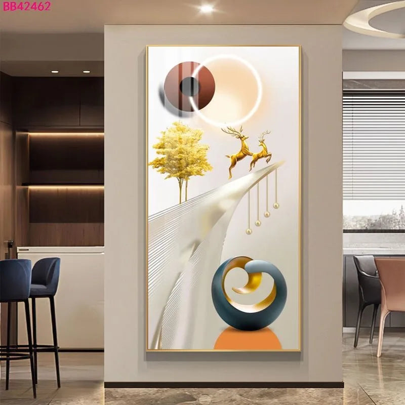 100X50CM  New Large Aluminum Alloy Frame Crystal Home Gallery Hanging Wall Decor Artwork Painting Dropshipping for Living DDP