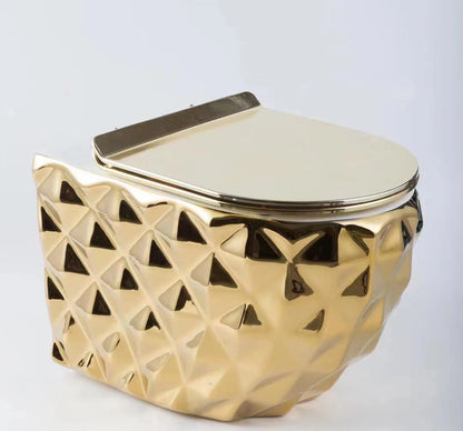 Hot Sale Ceramic Electroplated Bathroom WC Gold Color  Wall Hung Toilet