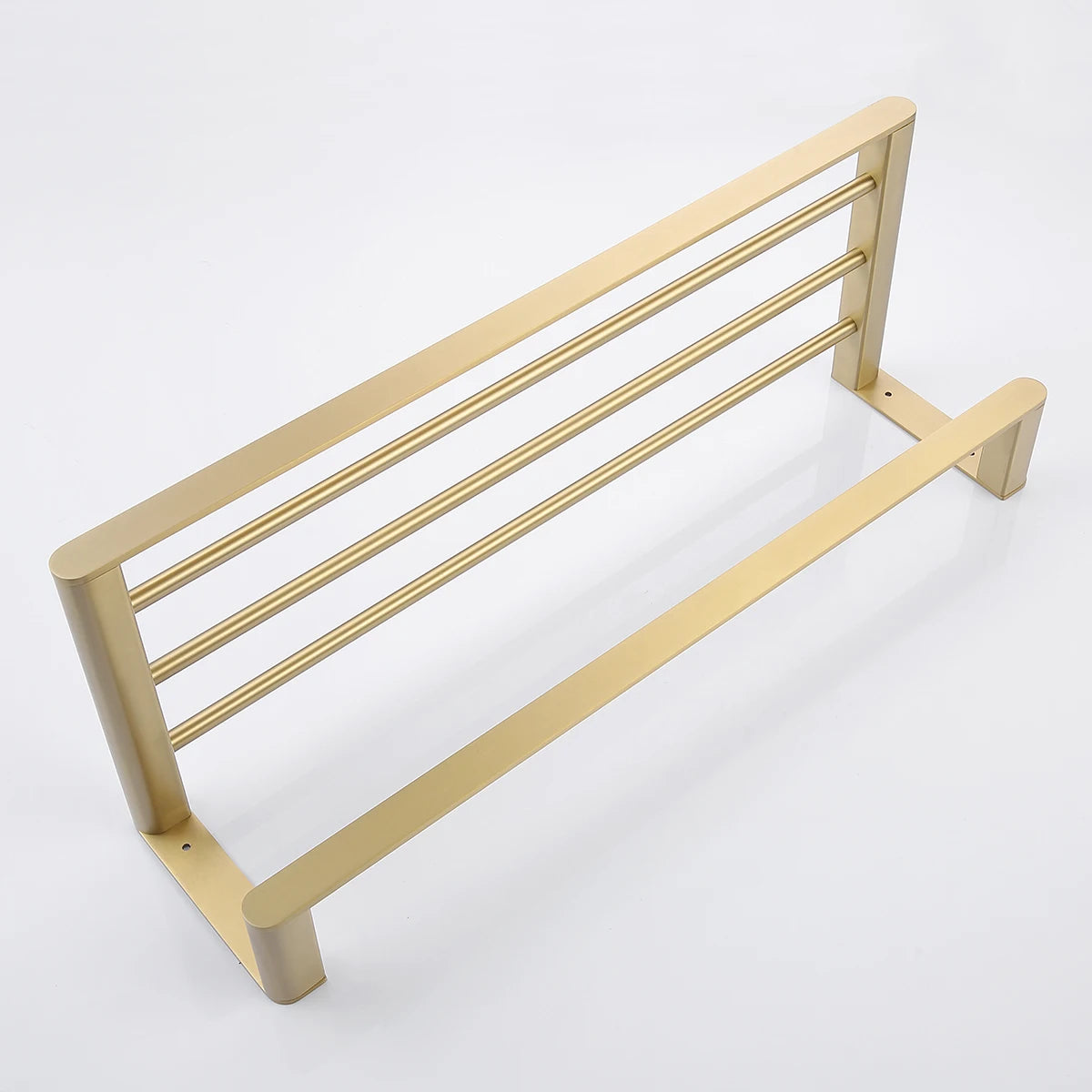 Brushed Gold Bathroom Accessories Stainless Steel in Wall Mounted Bath square Towel Holder Shelf with Towel bar Hanger Hardware
