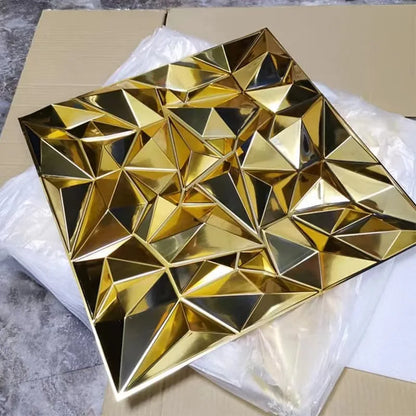 Irini 2024 Hot Selling PVC Deep Brushed Gold 3D Wall Panels Waterproof Fireproof Easy Install Household Interior Wall Decor