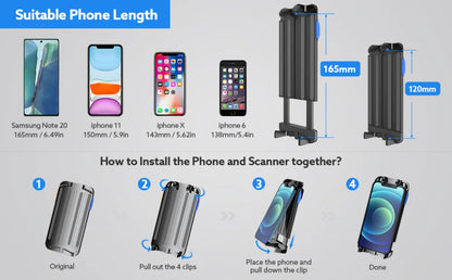 Eyoyo 2D Phone Back Clip Bluetooth Barcode Scanner Portable Barcode Reader Data Matrix Code 1D 2D QR Scanner Android IOS System