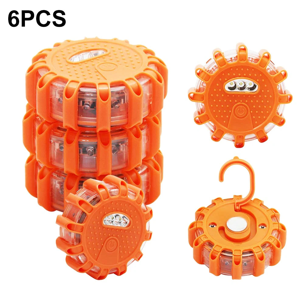 2PCS 3PCS 6PCS Car Emergency Strobe Flashing Warning Light Roof Road Safety Lamp Roadside Orange Beacon Magnetic Base Light