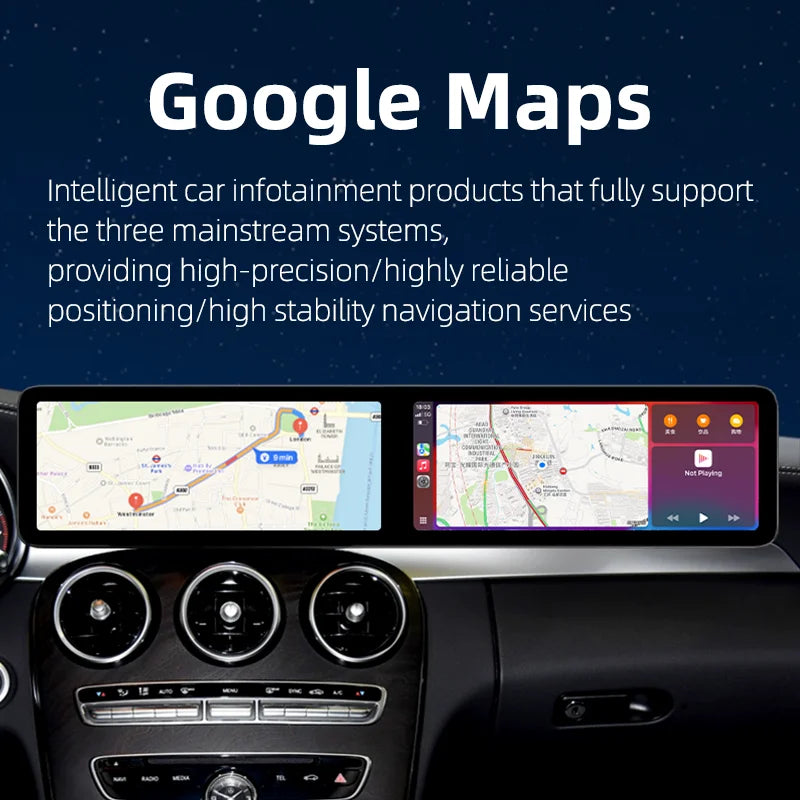 25.6 Touch Screen Radio Carplay Usb Car Dual Digital Screen Car Dvd Player System for Mercedes C GLC W204 W205 W253 X253 11-22